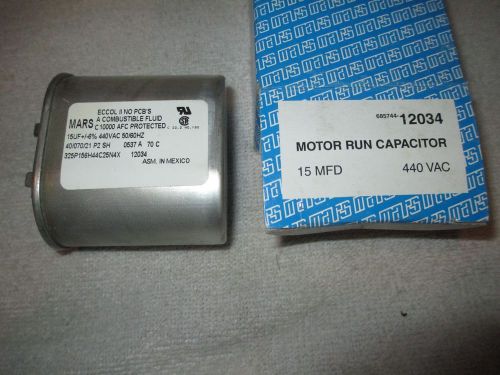 15 MFD 440 Volt Oval Motor Run Capacitor - MARS 12034 - NEW