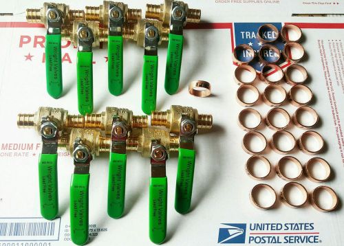 (200)1/2&#034; pex brass ball valve,  (lead-free) w/(400) 1/2&#034; copper crimp rings for sale