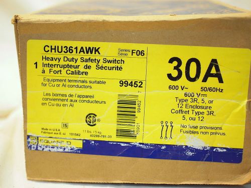 Square d chu361awk *new* heavy duty safety switch hu361awk 30a  600v (14d4) for sale