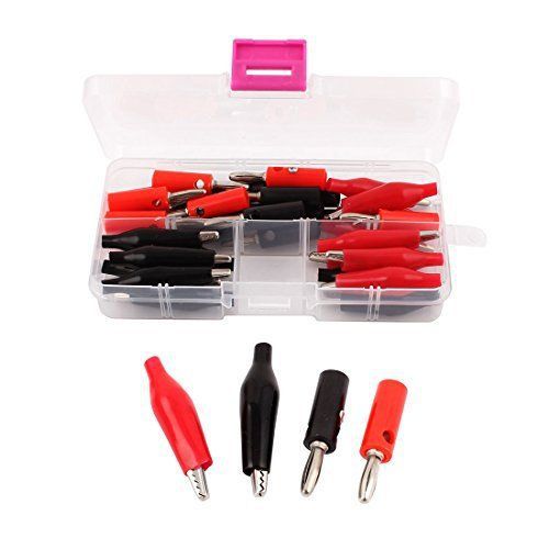 32Pcs Plastic Coated Alligator Clip + Banana Plug for Multimeter Test