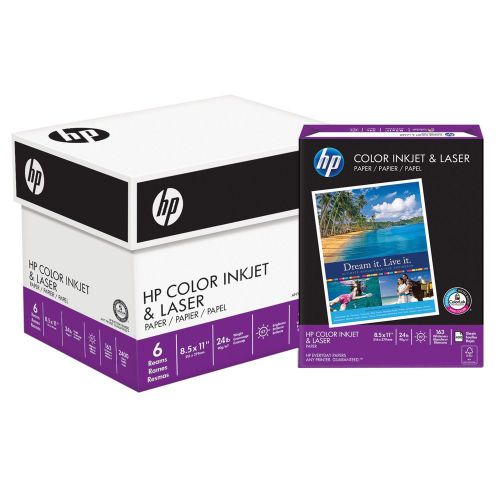 Hp color inkjet &amp; laser paper, 24lb, 97 bright, 8 1/2&#034; x 11&#034;, 2,400 sheets for sale