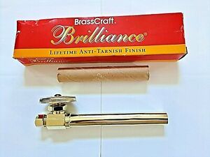 BrassCraft Polished Brass CS41B BRL Sweat Straight Stop Valve 1/2 Nom x 3/8 OD