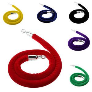 1.5m Velvet Queue Line Rope Barrier Crowd Control w/ Silver Polished Hooks