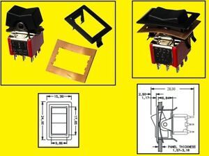 Wippschalter Rocker Switch Schalter ON-OFF-ON 2A 250VAC 5A 120VAC 2xUM SnapIn 1x