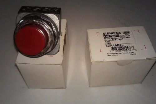 (2) siemens 52pa8b2j push button,30mm,extended button,1nc,red g6349761 for sale