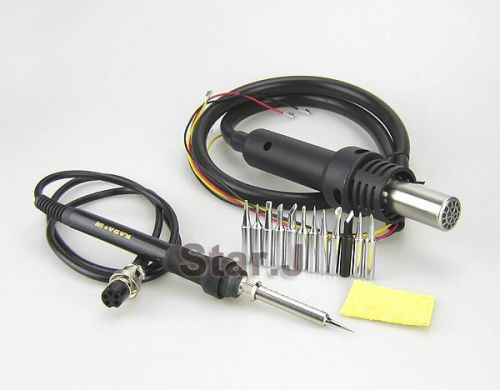 NEW KADA Hot Air Desoldering Gun + Soldering Iron Pencil + 12 Tips