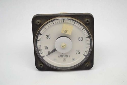 GENERAL ELECTRIC GE 308017 0-75A AMP AC AMMETER 15:1 AB-40 PANEL METER B412738