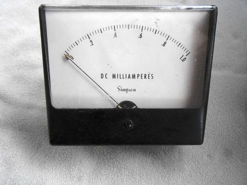 VINTAGE SIMPSON D.C. MILLIAMPERES METER 0-1.0 HAM RADIO PANNEL METER COMMUNICATI