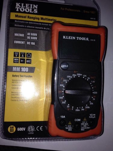 Brand New Klein Tools Manual Ranging Multimeter: Voltage AC 600V/DC 600V- MM100