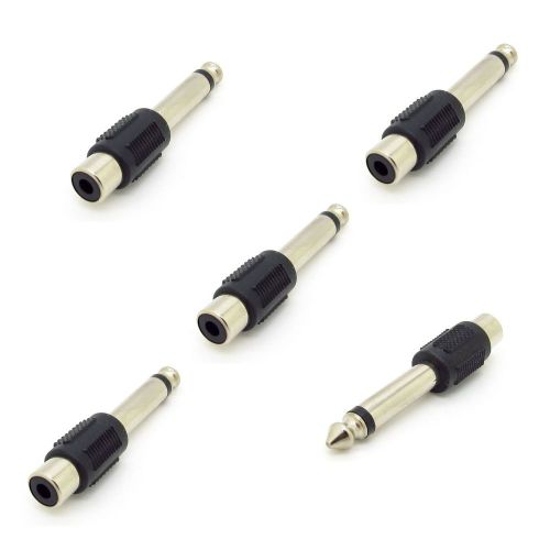 5 x 6.3mm 1/4&#034; male plug mono to rca female jack m/f audio converter adapter for sale