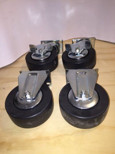 Heavy Duty  Casters 5&#034;x2&#034; Wheels - 2 w/Brake  - Set of 4