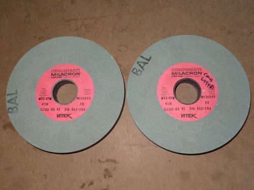 2 new Cincinnati/Milacron 6&#034; x 3/4&#034; x 1-1/4&#034; Green Silicon Grinding Wheels GC120