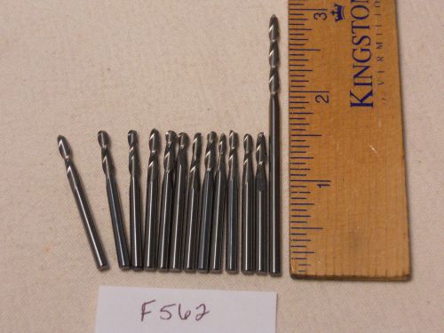 13 NEW 3 MM SHANK CARBIDE END MILLS. 2 FLUTE. BALL. USA MADE. (F562)