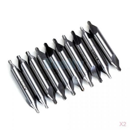 2x 10pcs 3mm center combined drill set countersinks 60 deg high speed steel new for sale