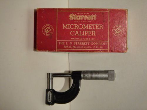 VTG STARRETT 0 TO 1 No 569 TUBE MICROMETER CALIPER MACHINIST TOOL W/ BOX &amp; ACC