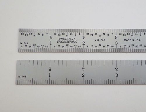 PEC USA 6&#034; Rigid Satin Finish 4R machinist ruler / rule scale 1/8 1/16 1/32 1/64