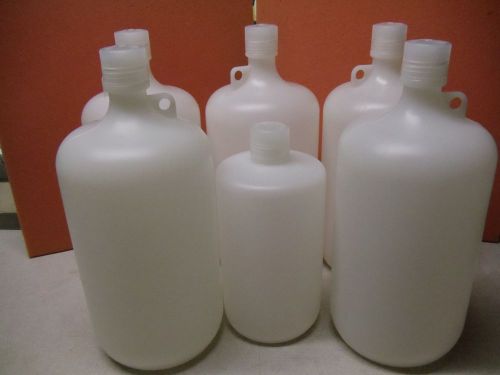 6 Nalgene Narrow Mouth HDPE Bottle, 1 gallon &amp; 1/2 Gallon