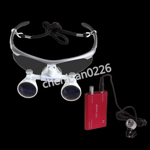 Dental Surgical 3.5X Binocular Loupes Glasses +  LED Head Light Lamp 2015 New