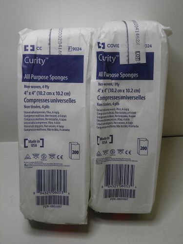 Covidien curity - nonwoven all-purpose gauze sponges 4&#034; x4&#034; pack of 200 x 2 for sale