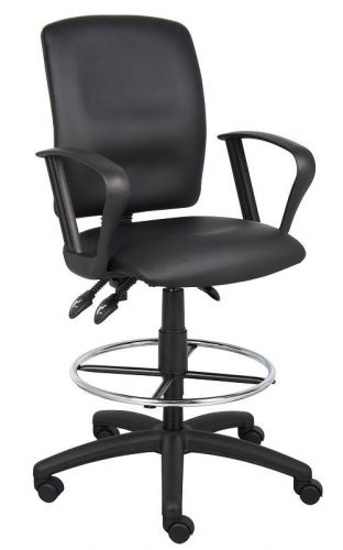 B1647 BOSS MULTI-FUNCTION LEATHERPLUS DRAFTING STOOL WITH FOOTRING &amp; LOOP ARMS