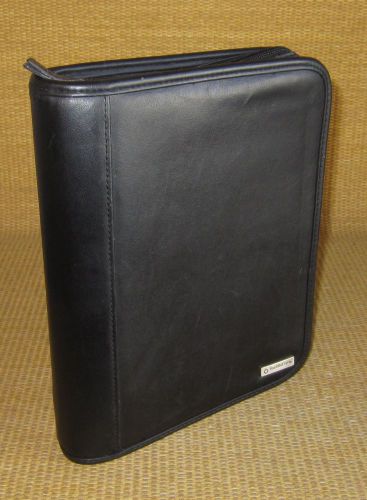 Classic 1.5&#034; Rings | BLACK Sim. LEATHER FRANKLIN COVEY Zip Planner/Binder w/ Tab