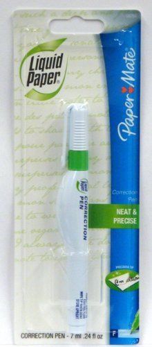 Paper Mate Liquid Paper Correction Pen, White, 0.24 Oz (Pack of 6)