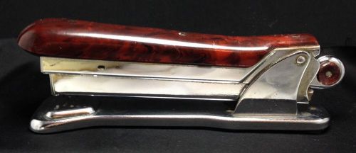 Vintage Aceliner Model 502 Art Deco  Chrome/Brown Heavy Duty Desk Stapler