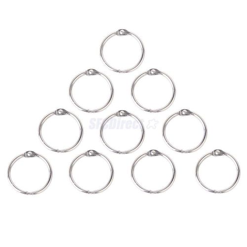 10pcs Silver Metal Loose Leaf Binder Hinge Snap Rings School /Office /Craft Use