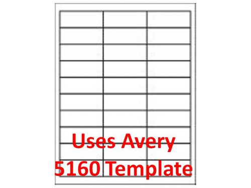 5160 Template  Compatable .Laser/ Inkjet Labels 300,000 1&#034; x 2 5/8&#034;