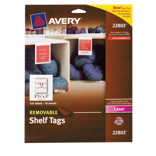 Avery Removable Shelf Tags for Laser Printers, 2 x 2.25&#034;  Pk of 120 (22803)