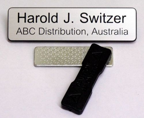 10 pack Engraved 75x19mm Name badge - Magnet fastener