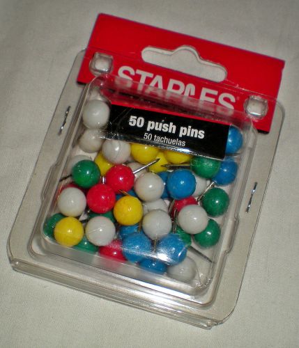 Multi-color Map Pins: STAPLES NIB (50 ct) 3/8” Length