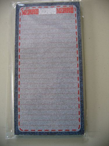 MICHAELS - 80 SHEET MAGNETIC NOTEPAD MERRY MERRY MERRY DENIM MOTIF NIP CUTE!!!!