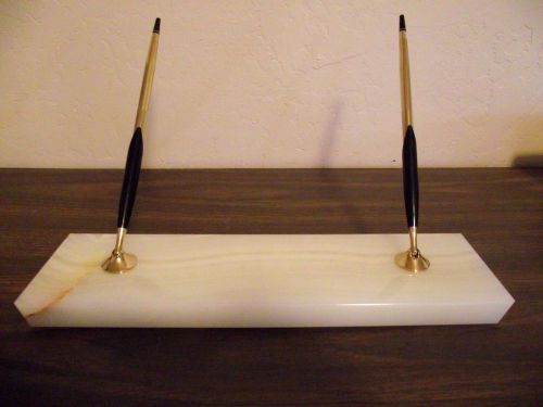 Nice Vintage CROSS 1/20 10K Gold Filled Pen Pencil Desk Set Onyx Base Made USA