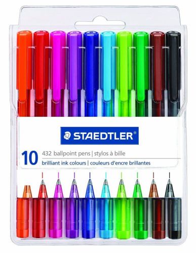 STAEDTLER RAINBOW BALLPOINT PENS / BALL 432 MULTICOLOURS (10 PACK)