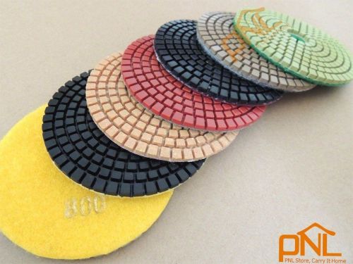 7pc 6&#034;diamond polishing pads wet/dry set &amp; one m14 backer pad granite concrete for sale