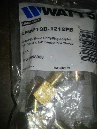 Watts lfwp13b-1212pb brass pex female adapter (fip)-5pk 3/4x3/4 fml adapter for sale