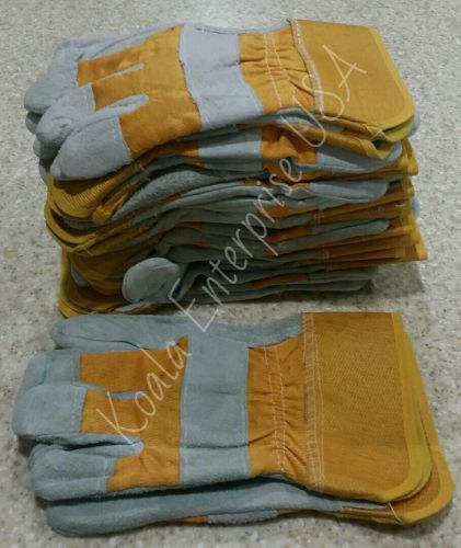 12 Dozen Medium Duty Premium Leather Work Gloves Large Size