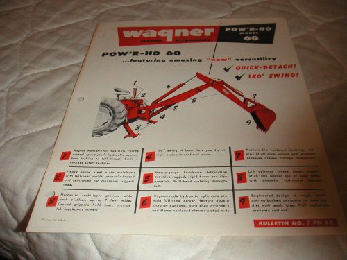 1950&#039;s WAGNER MODEL 60 BACKHOE FOR FORD TRACTORS SALES BROCHURE