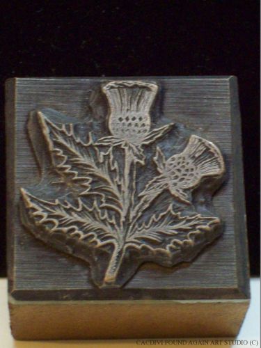 Letterpress printing printers block thistle scottish flower metal wood for sale