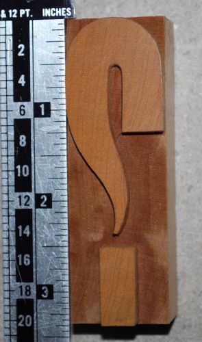 Vintage /Antique Letterpress Wood Printer&#039;s Type &#034;?&#034;, 20 line, 3 5/16&#034; tall