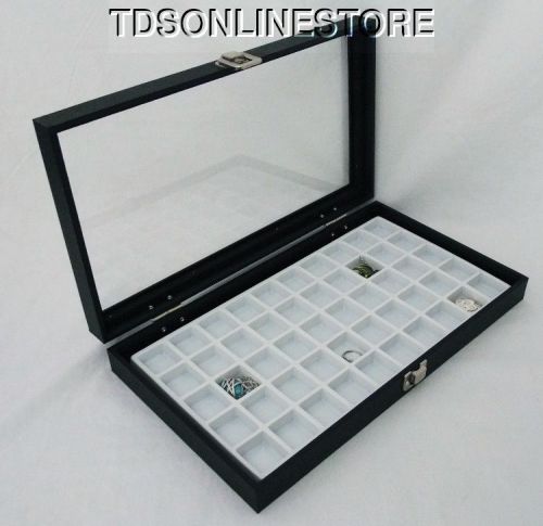 50 slot multipurpose glass top jewelry display case white for sale