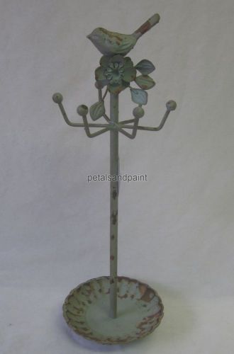 French Provincial 6 Hook Jewellery Holder Bird &amp; Aged Verdigris &amp; Rust Finish