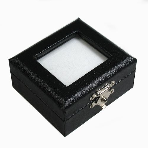 Free ship top glass gemstones diamond display box white black 2x2.25 inch no.#5 for sale