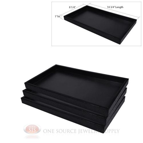 (3) black plastic display sample tray jewelry organizer travel stackable trays for sale