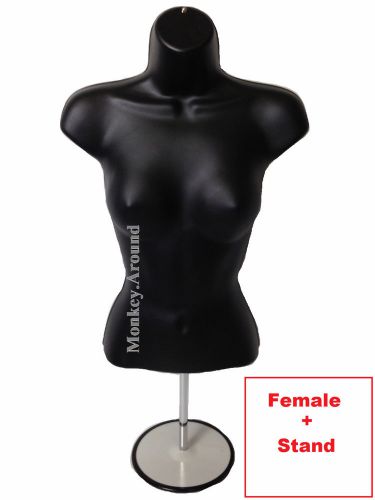 Black mannequin female torso body dress form + stand display women clothing new for sale