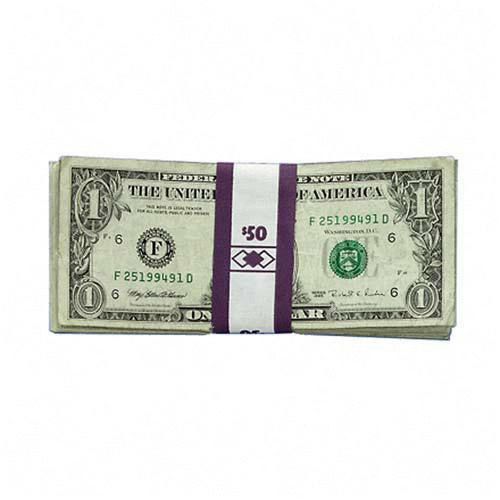 PM Company Self Adhesive White/Deep Purple Currency Bands $50 Value 1000 Bands