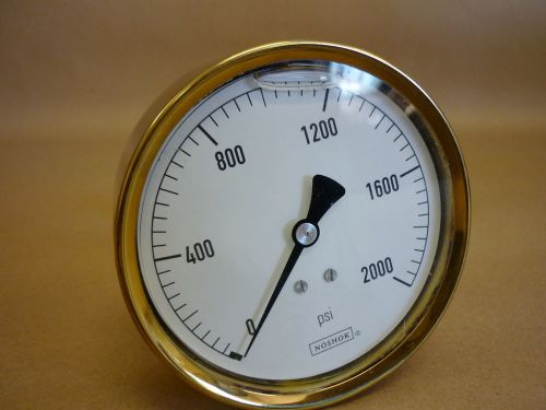 NOSHOK BRASS LIQUID FILLED GAUGE 0-2000 PSI, 4&#034; DIAMETER NEW