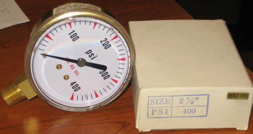 (4) ANSI GAS REGULATOR GAUGE :   2.5 INCH  :  400 PSI : NEW IN BOX