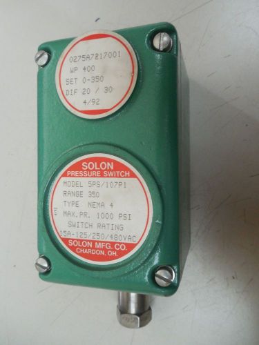 NEW SOLON PRESSURE SWITCH 5PS/107P1 5PS107P1 RANGE 350 TYPE NEMA 4 1000 PSI MAX.